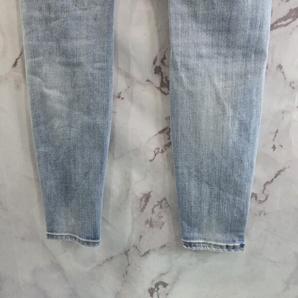Anthropologie Jeans Womens 26 Skinny High Rise Light Wash Pilcro Distressed - Picture 9 of 12